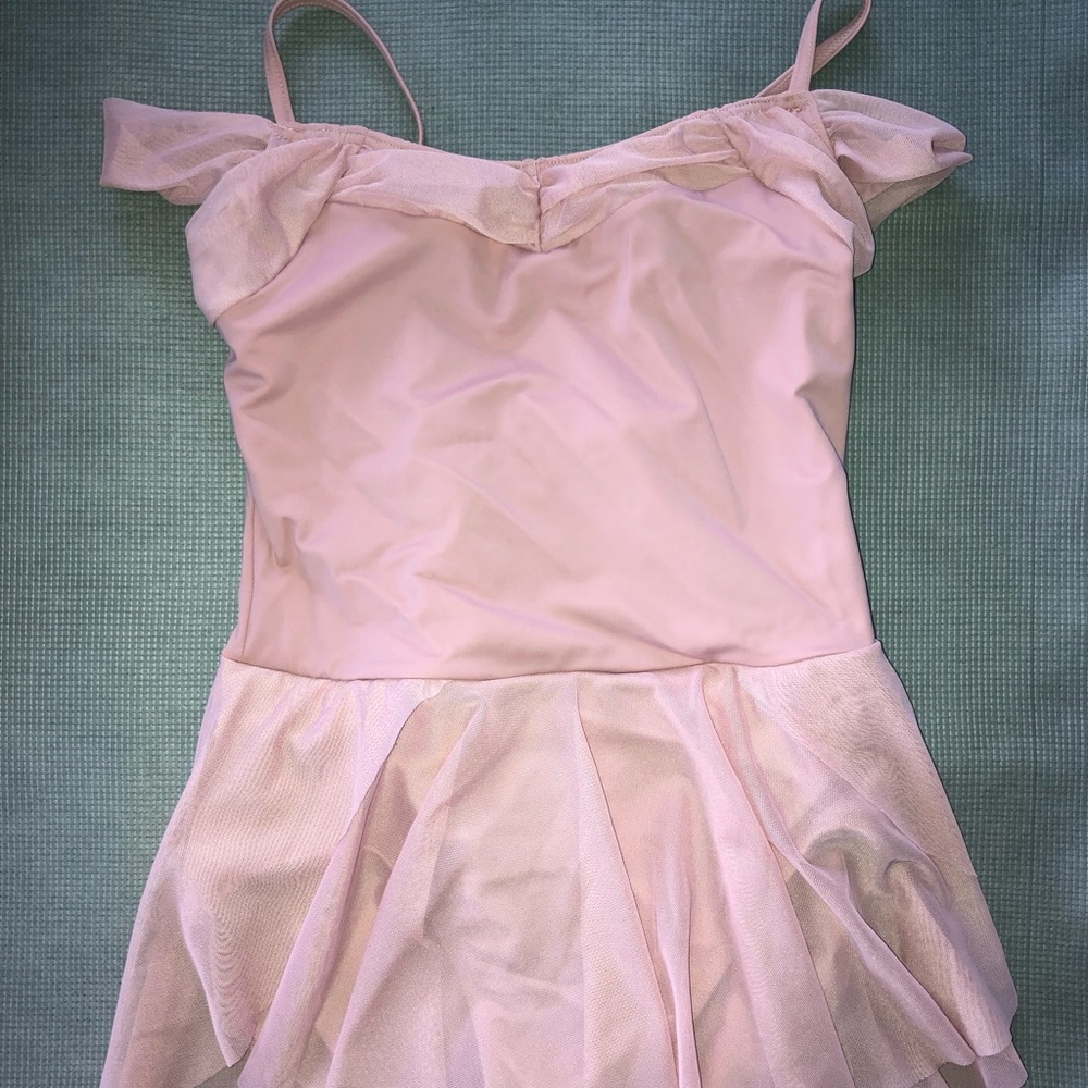 Pink leotard with skirt attachment